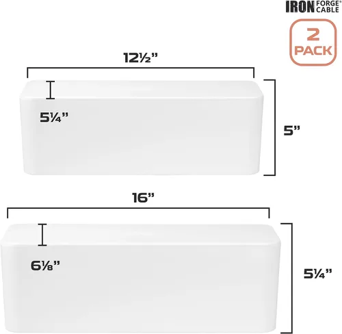 Miniatura 2 de Iron Forge Cable Caja de organización de cables, paquete de 2 – Organizador de cables blanco y protector para cables, regletas de alimentación