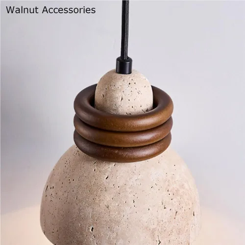 Miniatura 5 de Natural Yellow Travertine Chandeliers Industrial Wood Accents Hanging Lamp Mid Century Bedside Height Adjustable Pendant Lights for Kitchen Island