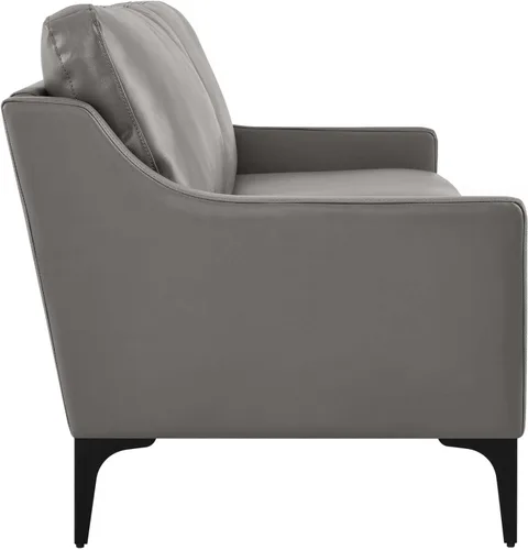 Miniatura 6 de Modway Sofá Corland de cuero y metal de estilo moderno en acabado gris