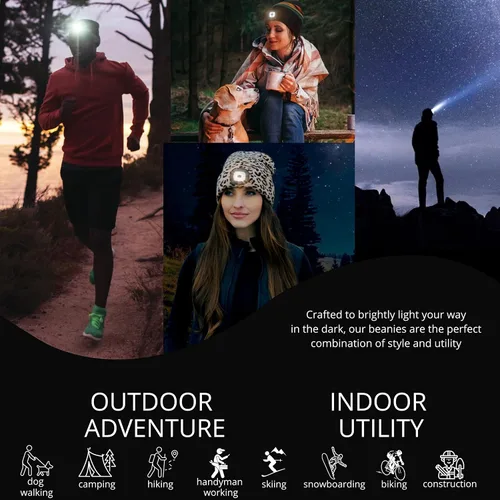 Miniatura 7 de Night Scope Rechargeable LED Warm Knit Beanie foe Women Men