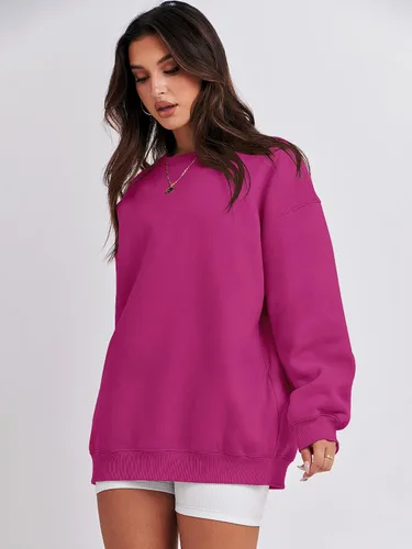 Miniatura 3 de ANRABESS Sudadera de gran tamaño para mujer, con cuello redondo, estilo Y2K, sudadera con capucha de forro polar, cómoda, camiseta informal, ropa