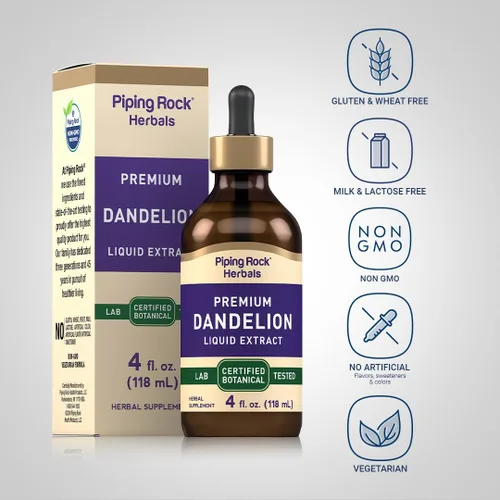 Miniatura 3 de Piping Rock Extracto líquido de raíz de diente de león 4 onzas líquidas Gotas de tintura sin alcohol Suplemento herbal premium Vegetariano