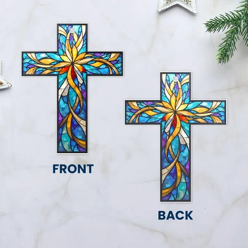 Miniatura 4 de FLAGWIX Regalos Cristianos de Navidad para Mujeres Fe - Adornos Acrílicos 2025 para Decoraciones de Árbol - Adorno de Cruz de Navidad, Regalos