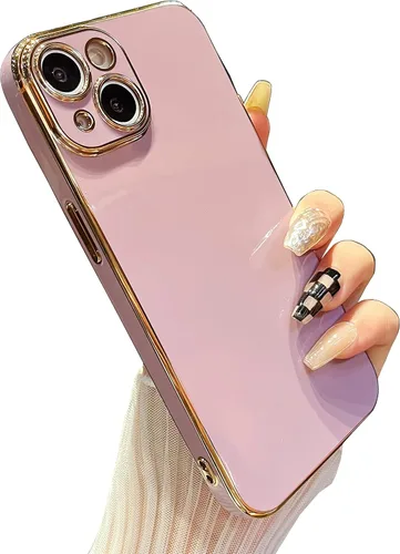 Miniatura 6 de DEFBSC Funda electrochapada para iPhone 13, funda protectora de TPU suave con borde galvanizado de lujo, protección de cámara de cuerpo completo, a