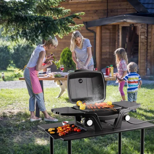 Miniatura 9 de Parrilla de gas portátil, parrilla de propano portátil, parrilla de gas propano, 24,000 BTU para exteriores, pequeña parrilla de barbacoa con dos