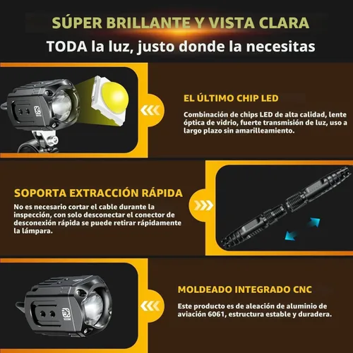 Miniatura 2 de Kit de luces LED auxiliares para motocicleta Kewig, luces de conducción, focos antiniebla color blanco/ámbar con soportes de montaje, arnés de Negro