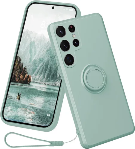 Miniatura 8 de Funda compatible con Samsung Galaxy S22 Ultra (5G 2022 lanzado), silicona con anillo giratorio de 360°, soporte magnético para automóvil, funda