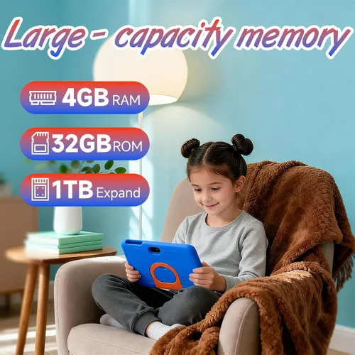 Miniatura 3 de Tablet para niños, tableta Android de 7 pulgadas para niños, 4GB RAM 32GB ROM expandible hasta 1TB, tabletas para niños pequeños con control Azul