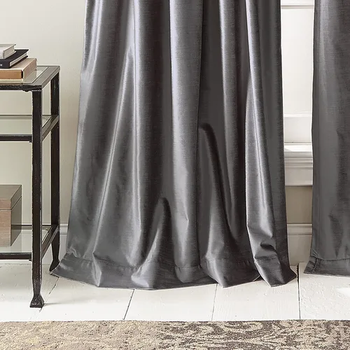 Miniatura 5 de Cortinas DKNY Modernas con Nudos de Terciopelo Forrado, Paneles Pares, 108", Carbón Gris antracita