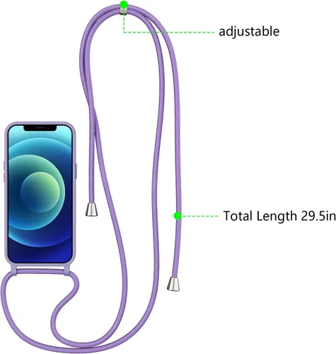 Miniatura 3 de ZTOFERA Funda para iPhone 12/12 Pro con correa, funda cruzada para teléfono con cordón ajustable para el cuello para el hombro, silicona suave a