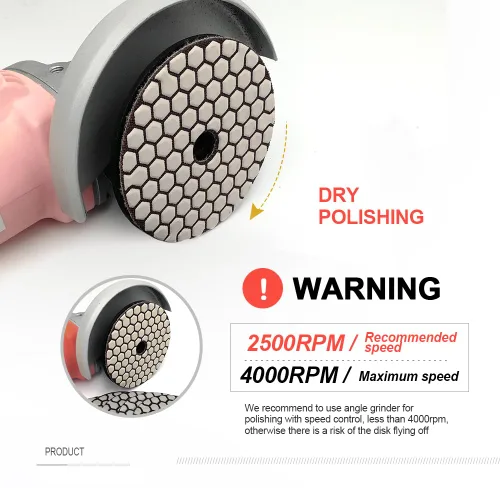 Miniatura 5 de SHDIATOOL Almohadillas de pulido de diamante seco de 4 pulgadas, grano 50, almohadillas de lijado de diamante, almohadillas de pulido para granito