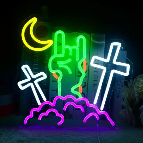 Miniatura 21 de Letrero de neón de Navidad de Salchicha Dachshund Sombrero de Santa LED Regalo de Navidad para niños, amantes de mascotas, lámpara de astas
