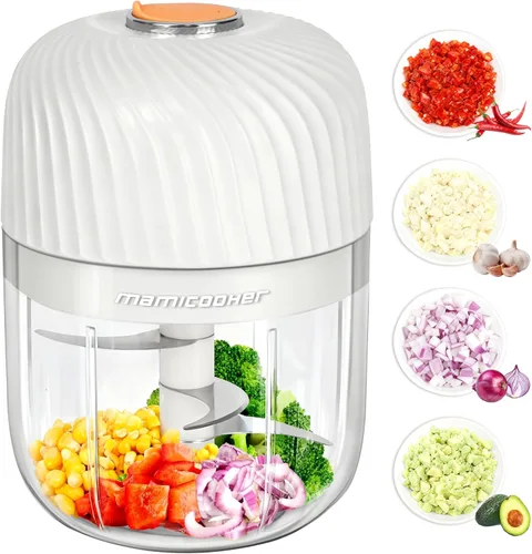Miniatura 8 de Picador eléctrico de ajo, mini picador portátil de verduras, molinillo de ajo de 8.5 fl oz, triturador de cebolla, licuadora a verduras, procesador