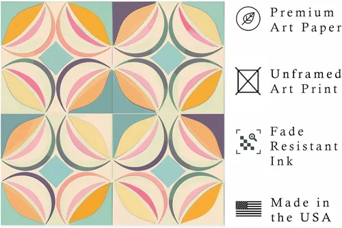 Miniatura 2 de Ethan Taylor Abstract Wall Art Prints Unframed Square Posters 'Retro 70s Hippie Pattern III' Retro Home Décor for Living Room, Bedroom, Office, 16