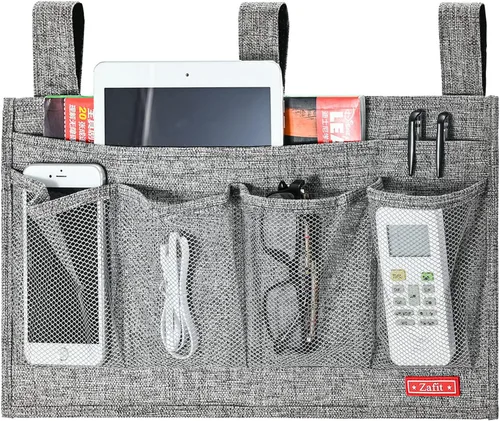 Miniatura 8 de Zafit Organizador de lino para mesita de noche, organizador de almacenamiento para camas de hospital, dormitorios universitarios o cama de bebé