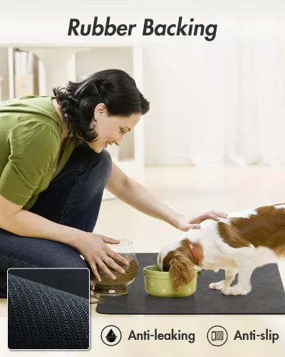 Miniatura 5 de MontVoo - Alfombrilla absorbente para alimentación de mascotas - Alfombrilla para mascotas sin manchas para cuenco de comida y agua - Alfombrilla