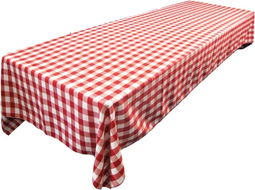 Miniatura 49 de LA Linen Mantel rectangular de poliéster Gingham a cuadros 60 por 84 pulgadas, blanco y verde oscuro
