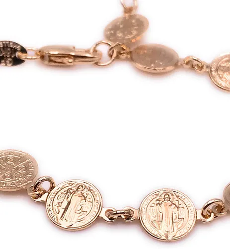 Miniatura 4 de Art & Designs by AA Pulsera religiosa de bendición de San Benito con dijes de metal dorado, Metal