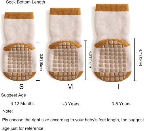 Miniatura 3 de Exegawe Calcetines antideslizantes para bebé 5 pares de calcetines gruesos y cálidos con agarres para niñas y niños calcetines antideslizantes