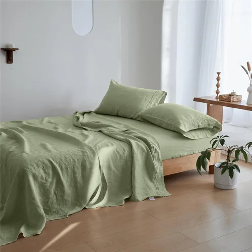 Miniatura 6 de Simple&Opulence Juego de sábanas 100% de lino, 4 piezas de lino natural francés (1 sábana encimera, 1 sábana bajera, 2 fundas de almohada), ropa