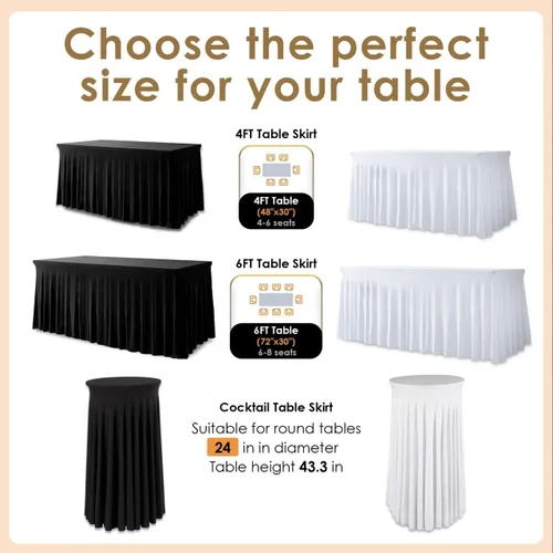 Miniatura 8 de Your Magic Moment Falda de mesa de elastano para mesas rectangulares de 6 pies de 6 pies, color blanco, 1 pieza, mantel ajustable blanco