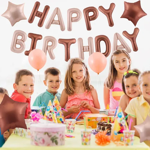 Miniatura 7 de CANREVEL Cartel de feliz cumpleaños, 13 letras de papel de aluminio de Mylar de 16 pulgadas con 6 globos de estrella, decoraciones de fiesta