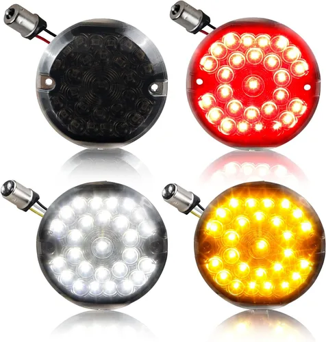 Miniatura 6 de 1157 Señales de giro LED delanteras y traseras de 2 pulgadas, luz de señal de giro de bala integrada lente ahumada compatible con Harley Softail