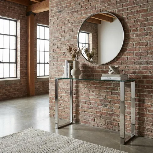Miniatura 8 de Cortesi Home Remi - Mesa consola de cristal contemporánea con acabado cromado
