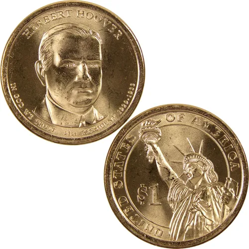 Miniatura 3 de 2014 P Herbert Hoover Dólar Presidencial BU Sin Circular $1 Moneda