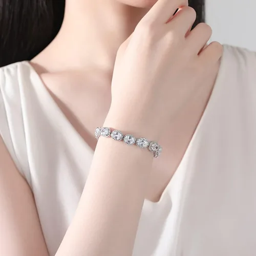 Miniatura 3 de PAENENPH Pulsera de moissanita con corazón de oro de 14 quilates, pulsera de lujo con dije de corazón, regalo de joyería de Navidad de moda