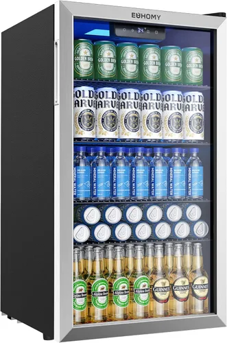Miniatura 15 de EUHOMY Refrigerador de bebidas para 48 latas - Mini refrigerador con puerta de vidrio para cerveza, bebidas, vinos, refrigerador de bebidas de Negro