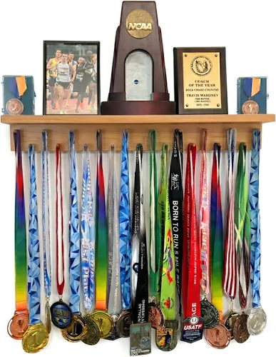 Miniatura 9 de MedalAwardsRack Estante de exhibición de medallas y soporte para trofeos Premier para gimnasia, fútbol, baloncesto, fútbol americano y más – 2 pies