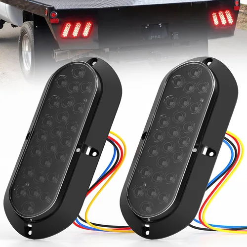Miniatura 10 de PSEQT Luces traseras LED rojas de 6 pulgadas para remolque, 24 LED, ovaladas, parada de freno, giro trasero, marcador de identificación, luces Rojo