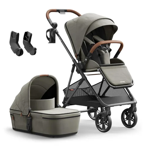 Miniatura 12 de MAMAZING Air Lux - Cochecito de bebé, marco de fibra de carbono de solo 15.8 libras, cochecito plegable compacto para niños pequeños con asiento Gris