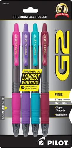 Miniatura 7 de Bolígrafos Pilot G2 Premium de Gel, punta fina de 0.7 mm, bolígrafos de tinta azul de punta fina, paquete de 4 - Ideal para la escuela, para llevar