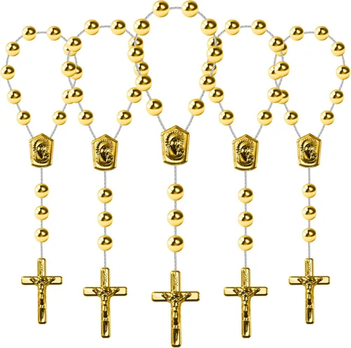 Miniatura 9 de Rosario acrílico de 24 piezas de rosario de bautismo, mini rosarios con ángel para la primera comunión, recuerdos de fiesta de bautismo (plateado)