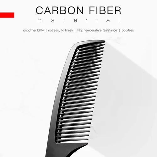 Miniatura 4 de Peine desenredante grande con mango profesional, fibra de carbono, corte, peluquería, peinado, diente redondo, peluquería, peluquería, peine