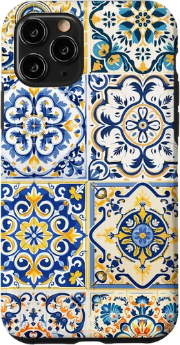 Miniatura 28 de iPhone 13 Patrón de azulejos mediterráneos sicilianos con estuche estético Maiólica