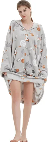 Miniatura 4 de ABENCA Manta con capucha para adultos, sudadera de gran tamaño de franela ligera, cálida y acogedora, talla única. Animal
