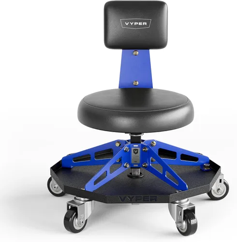 Miniatura 10 de Vyper - Silla de Taller de Acero Resistente para Mecánicos, Automotriz, Bricolaje - Taburete de Garaje con Capacidad de 300 lb, Respaldo y Ruedas