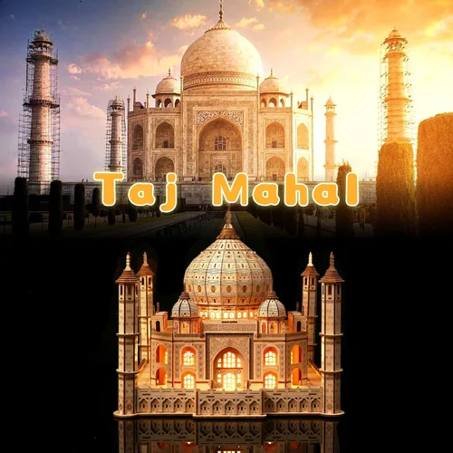 Miniatura 6 de Rompecabezas de madera 3D para adultos, modelo de madera del Taj Mahal con luz LED, kit de construcción mecánica de autoensamblaje, juego