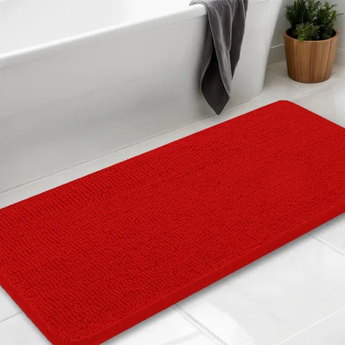 Miniatura 19 de Alfombras de baño en forma de U, alfombras de baño de felpilla súper absorbentes y respaldo antideslizante de PVC fuerte para inodoros, lavables a
