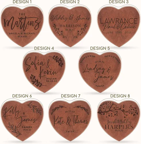 Miniatura 2 de Caja de anillo de madera personalizada, caja de soporte de anillo personalizada, caja de anillo de corazón de madera para ceremonia de boda, 8