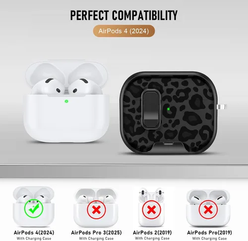 Miniatura 7 de Compatible Airpods 4 Case (2025) with Phone Stand & Cleaner Kit,Print Soft Silicone Lock Clip Apple AirPods 4th Generation Case, Airpod 4 Cover with