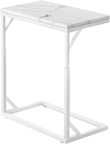 Miniatura 11 de Mesa auxiliar en forma de C, mesa de sofá pequeña con marco de metal, mesa auxiliar de altura ajustable para sofá, sala de estar, dormitorio, mesita