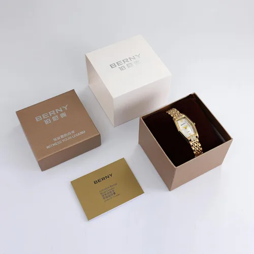 Miniatura 7 de BERNY Relojes de oro para mujer, delicado hexágono, reloj de pulsera de cuarzo para mujer, correa de acero inoxidable, reloj analógico de moda
