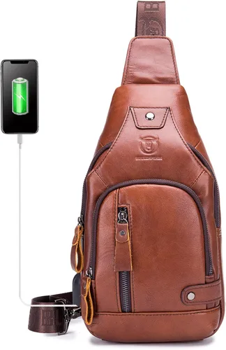 LUKZIJAES Bolso bandolera de cuero genuino para hombre