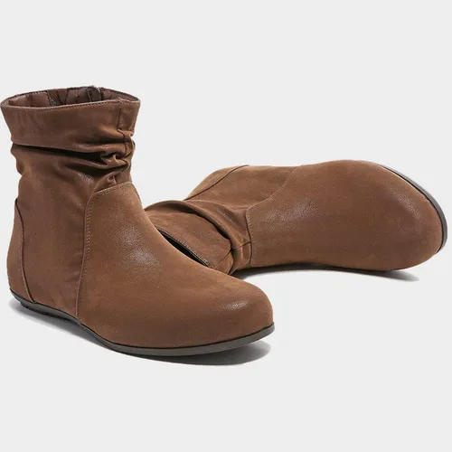 Miniatura 4 de Luoika Botines anchos para mujer, botas cortas negras y marrones con tacón bajo y cremallera lateral.
