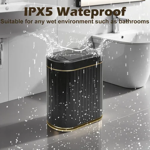 Miniatura 5 de SYNCVIBE Basurero de Baño con Tapa Butterfly de 2 Galones con Sensor, Bote de Basura Impermeable IPX5, Papelera Delgada Automática, Papelera Bajo