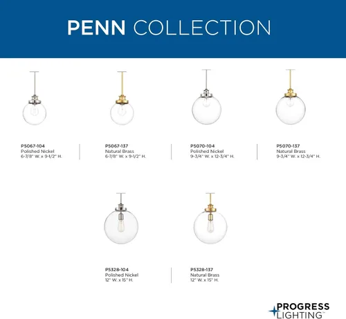 Miniatura 9 de Penn Collection - Lámpara colgante de cristal transparente (latón natural)
